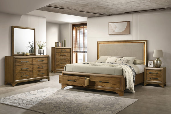 New Classic Talcott Queen Lighted Headboard in Honey