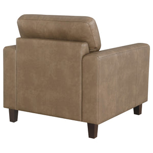 Coaster Scotland Faux Leather Upholstered Track Arm Chair Brown