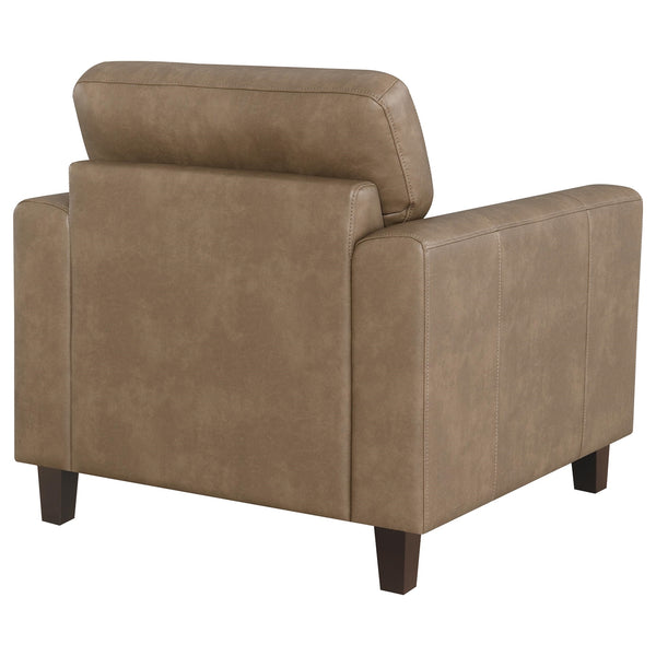 Coaster Scotland Faux Leather Upholstered Track Arm Chair Brown