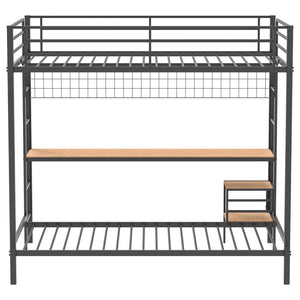 Coaster Campus Metal Full Over Twin Workstation Bunk Bed Matte Black