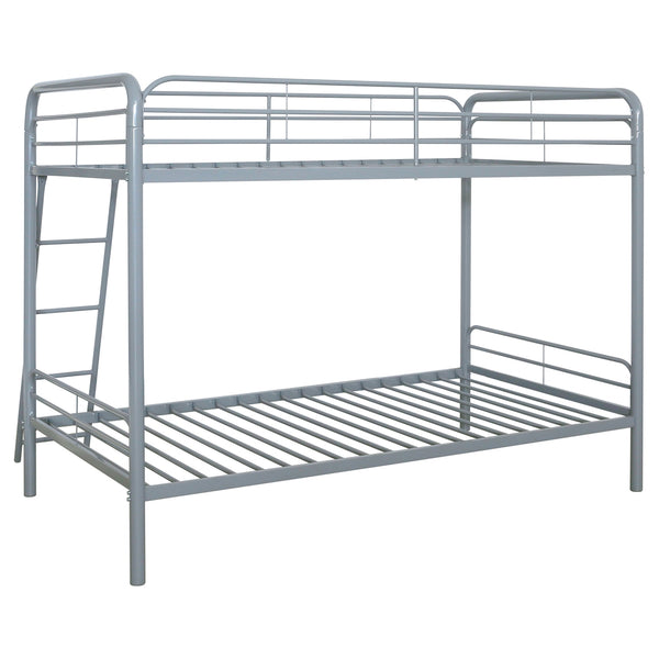 Coaster Carson Metal Twin Over Twin Bunk Bed Glossy Silver