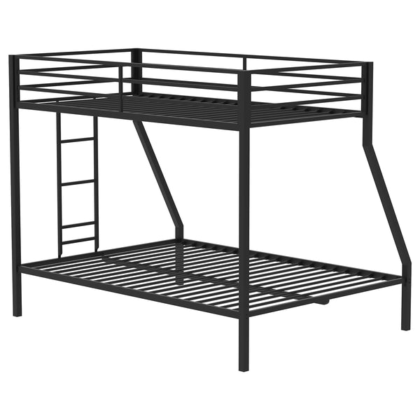 Coaster Alevera Metal Twin Over Full Bunk Bed With Ladder Black