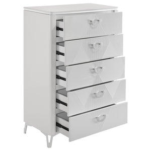 Coaster Cassia 5-Drawer Bedroom Chest Of Drawers White High Gloss