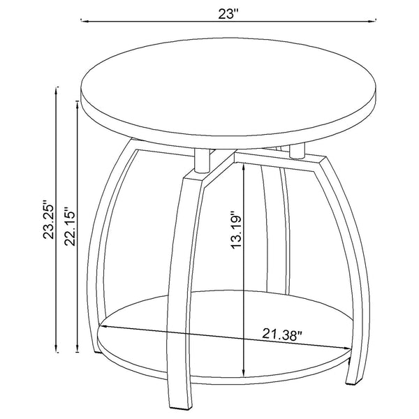 Coaster Dacre 2-Piece Round Coffee & End Table Set Dark Charcoal