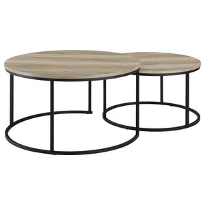 Coaster Lainey 2-Piece Round Nesting Coffee Table Distressed Pine