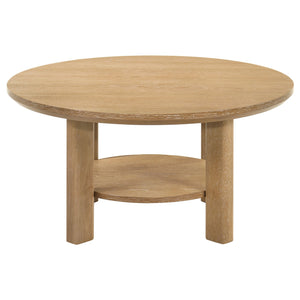Coaster Ottowa 2-Piece Round Wood Coffee Table Set Washed Oak