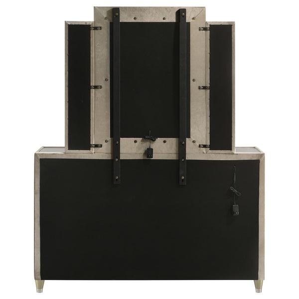 Coaster Lorient 8-Drawer LED Dresser With Mirror Ivory & Camel
