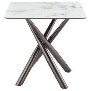 Coaster Carvell Square Sintered Stone End Side Table Mirage White