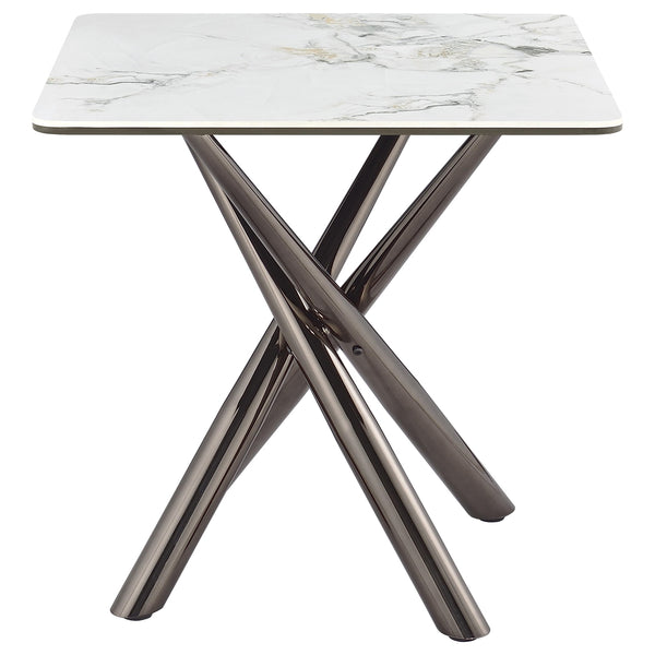 Coaster Carvell Square Sintered Stone End Side Table Mirage White
