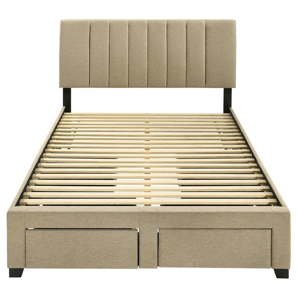 Coaster Wheatland 4-Drawer Upholstered Full Storage Bed Light Brown