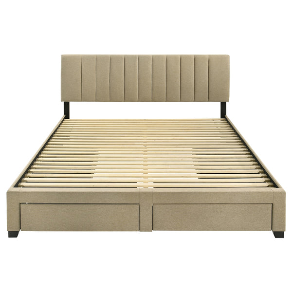 Coaster Wheatland 4-Drawer Upholstered King Storage Bed Brown