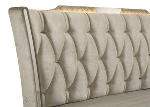 Coaster Lorient King LED Upholstered Bed Ivory & Camel