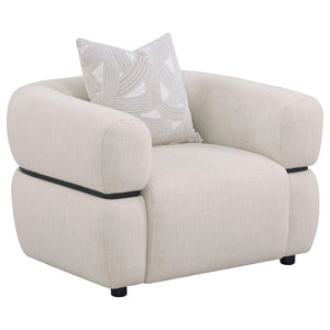 Coaster Jeanette 3-Piece Fabric Upholstered Round Arm Sofa Set Beige