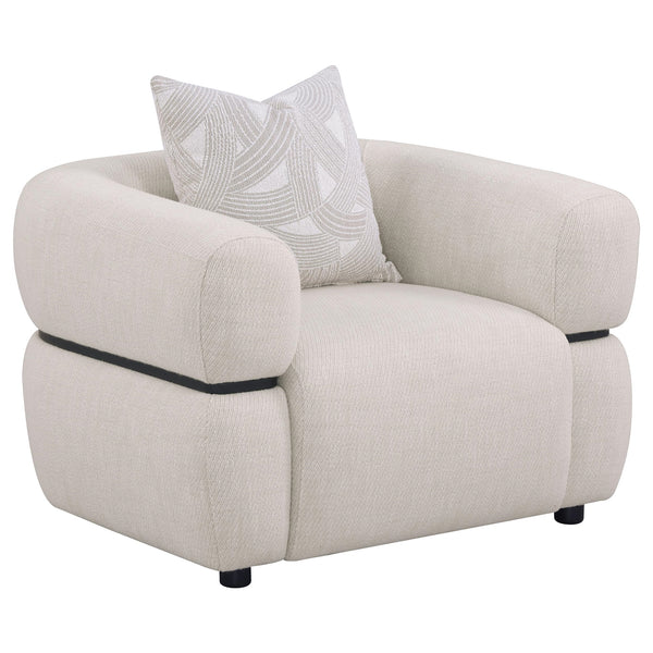 Coaster Jeanette 3-Piece Fabric Upholstered Round Arm Sofa Set Beige