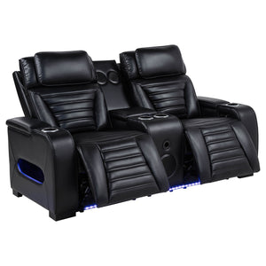 Coaster Zuma 3-Piece Faux Leather Dual Power LED Sofa Set Black