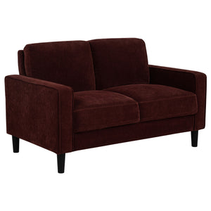 Coaster Ruth 3-Piece Fabric Upholstered Track Arm Sofa Rust Red