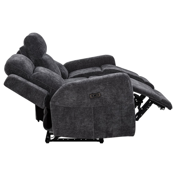 Coaster Kennett 2-Piece Chenille Power Reclining Sofa Set Dark Grey