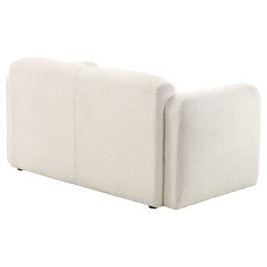 Coaster Dorset Fabric Upholstered Round Track Arm Loveseat White
