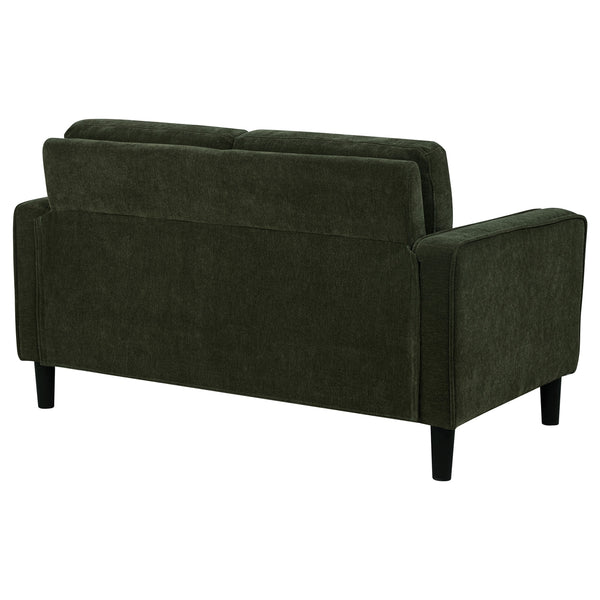 Coaster Ruth Fabric Upholstered Track Arm Loveseat Matcha Green
