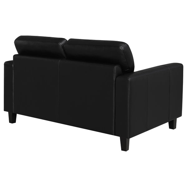 Coaster Scotland Faux Leather Upholstered Track Arm Loveseat Black