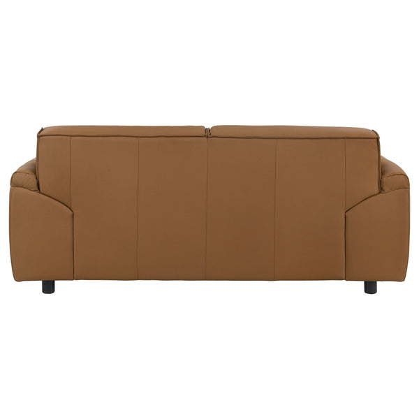 Coaster Buxton Top Grain Leather Upholstered Loveseat Orange