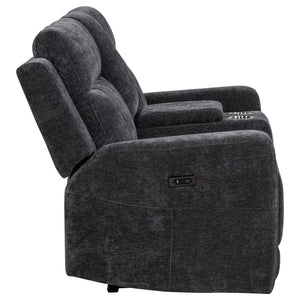 Coaster Kennett Chenille Upholstered Power Reclining Loveseat Grey