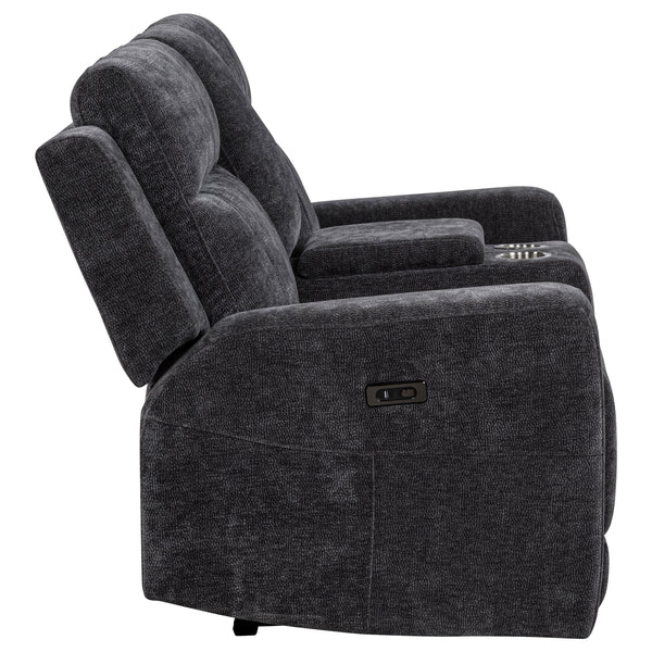 Coaster Kennett Chenille Upholstered Power Reclining Loveseat Grey