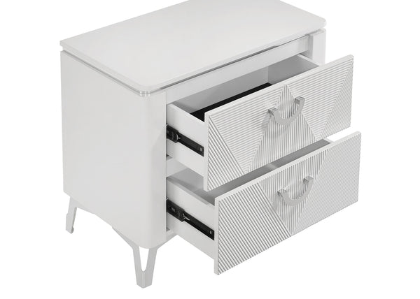 Coaster Cassia 2-Drawer Nightstand Bedside Table White High Gloss