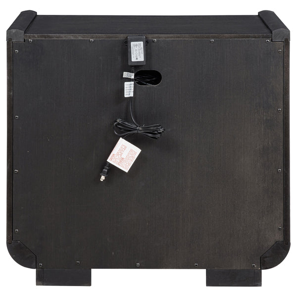 Coaster Leandro 2-Drawer LED Nightstand With Usb Burnished Black