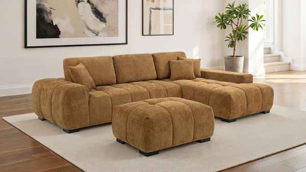 Coaster Octavia Upholstered Rectangular Ottoman Amber