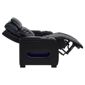 Coaster Zuma Faux Leather Upholstered Dual Power LED Recliner Black