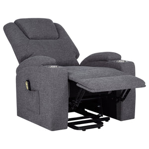 Coaster Louie Chenille Upholstered Power Lift Massage Chair Grey