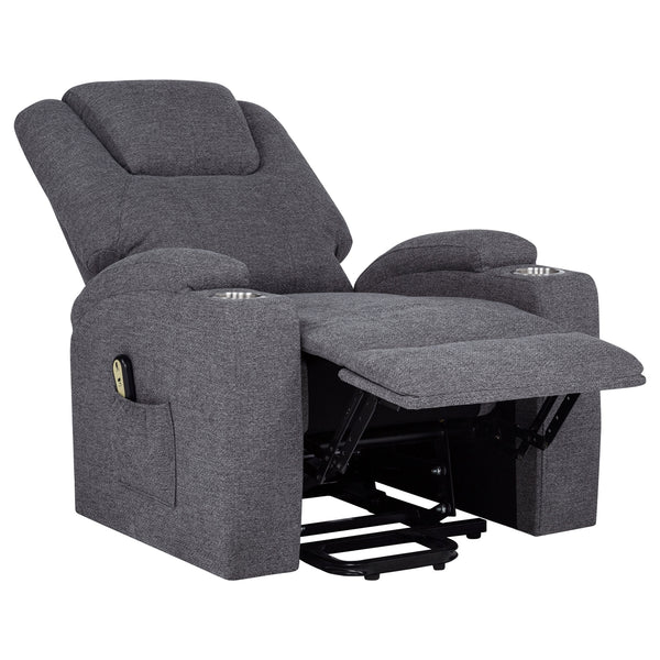 Coaster Louie Chenille Upholstered Power Lift Massage Chair Grey
