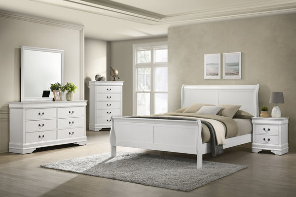 Coaster Louis Philippe 47-Inch Queen Sleigh Panel Bed White