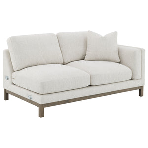 Coaster Geneva Boucle Upholstered Sectional Chaise Sofa Sand
