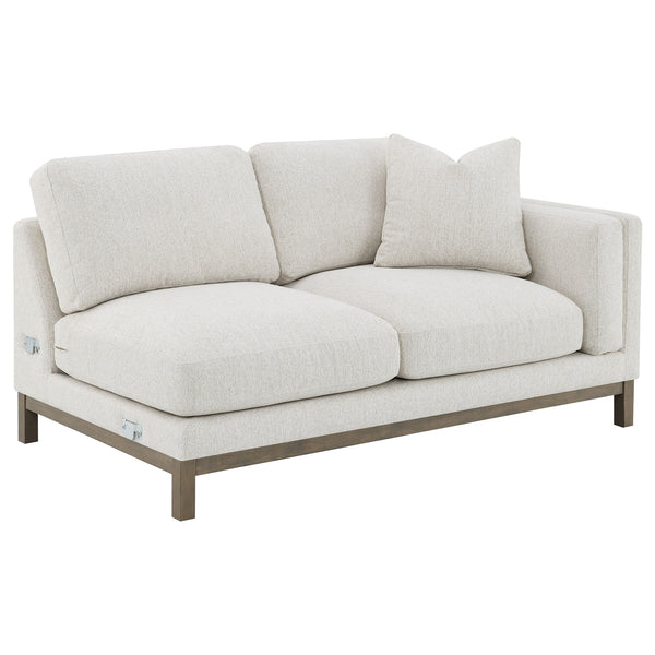 Coaster Geneva Boucle Upholstered Sectional Chaise Sofa Sand