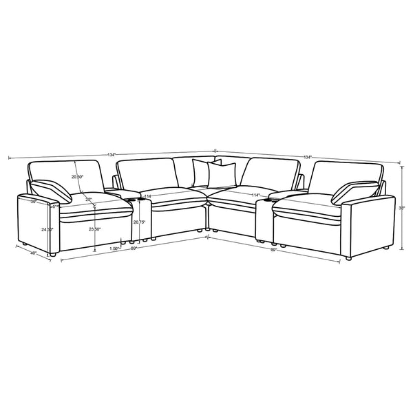 Coaster Collins 7-Piece Modular Power Reclining Sectional Dark Grey