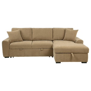 Coaster Pastrana Upholstered Sleeper Sectional Sofa Raf Chaise Camel