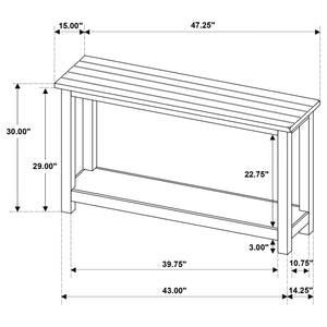 Coaster Payne Wood Entryway Sofa Console Table Java