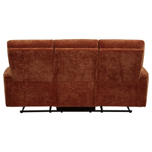 Coaster Navarro Chenille Upholstered Reclining Sofa Burnt Orange
