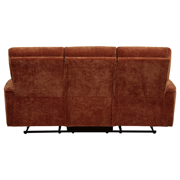 Coaster Navarro Chenille Upholstered Reclining Sofa Burnt Orange