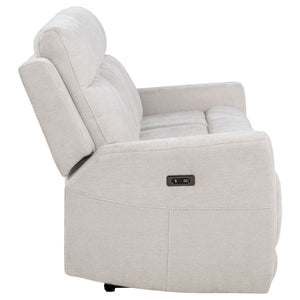 Coaster Kennett Chenille Upholstered Power Reclining Sofa Ivory