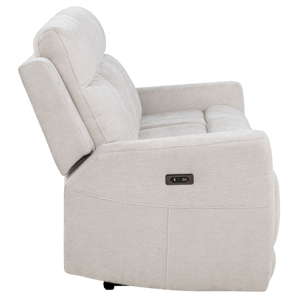 Coaster Kennett Chenille Upholstered Power Reclining Sofa Ivory