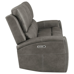 Coaster Brickston Triple Power Reclining Sofa Charcoal