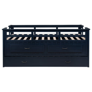 Coaster Carlsbad Wood Twin Captains Bed With Trundle Navy Blue