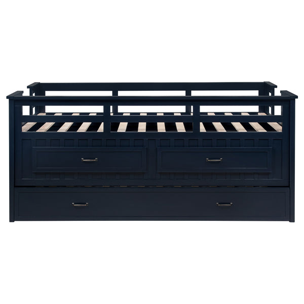 Coaster Carlsbad Wood Twin Captains Bed With Trundle Navy Blue