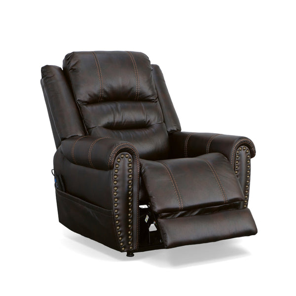 Flexsteel Oscar Fabric Power Lift Recliner with Right-Hand Control & Power Headrest in Molasses
