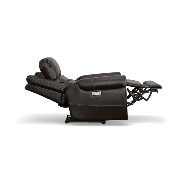Flexsteel Oscar Fabric Power Recliner with Power Headrest in Molasses