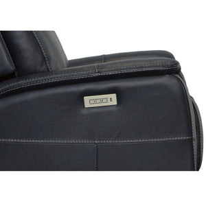 Flexsteel View Leather Power Swivel Recliner with Power Headrest in Ocean