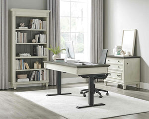 Martin Furniture Hartford Linen White Office Lateral File Cabinet with Gray Patterned Top